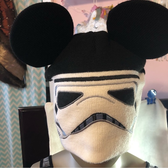 Disney Parks Star Wars StormTrooper Mickey ears knit beanie hat - Picture 3 of 9